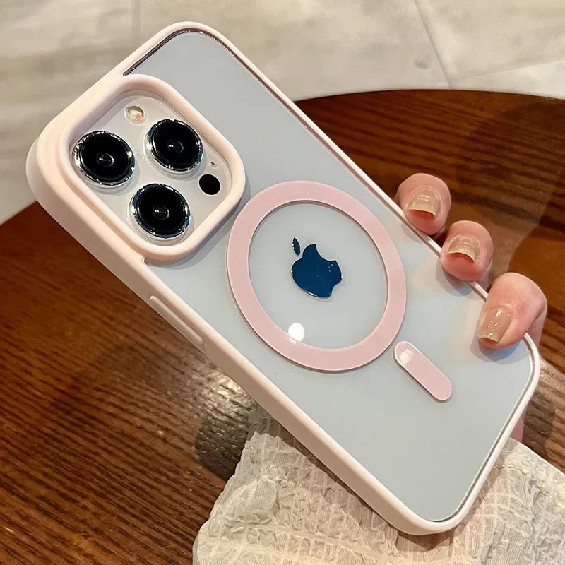 Transparent Magnetic Hard Cover Acrylic Wireless Charge Phone Case For iPhone 16 15 14 13 12 11 Pro Max Plus