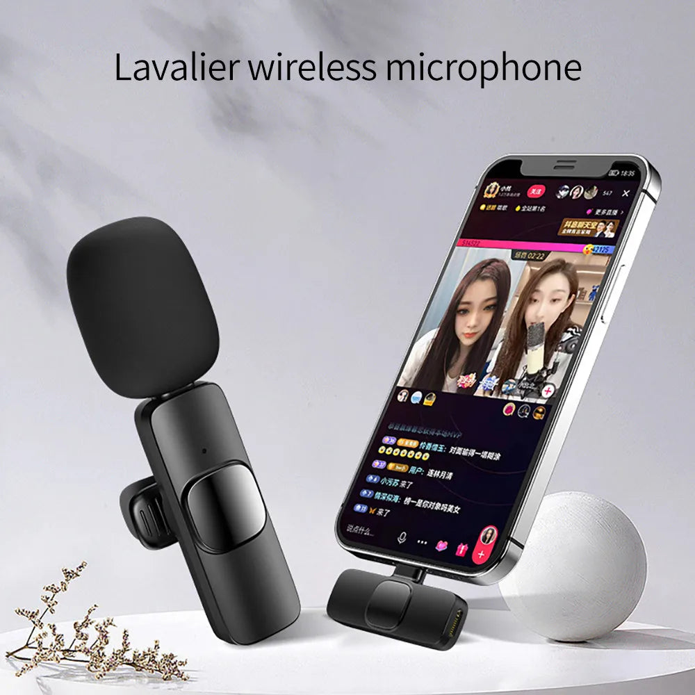 2.4G Wireless Lavalier Microphone Noise Cancelling Audio Video Recording for iPhone/iPad/Android/Xiaomi/Samsung Live Game Mic