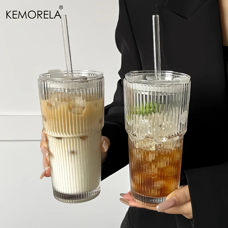 Stripe Glass Coffee Cup