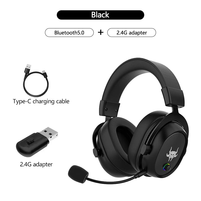 Headphones High-end 2.4G Wireless Overhead Sports Headphones with Bluetooth White Gaming Headset with Microphone Noise Canceling