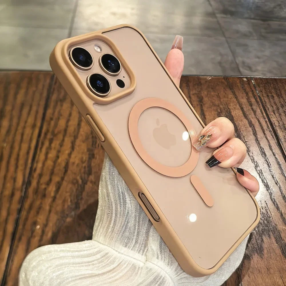 Transparent Magnetic Hard Cover Acrylic Wireless Charge Phone Case For iPhone 16 15 14 13 12 11 Pro Max Plus