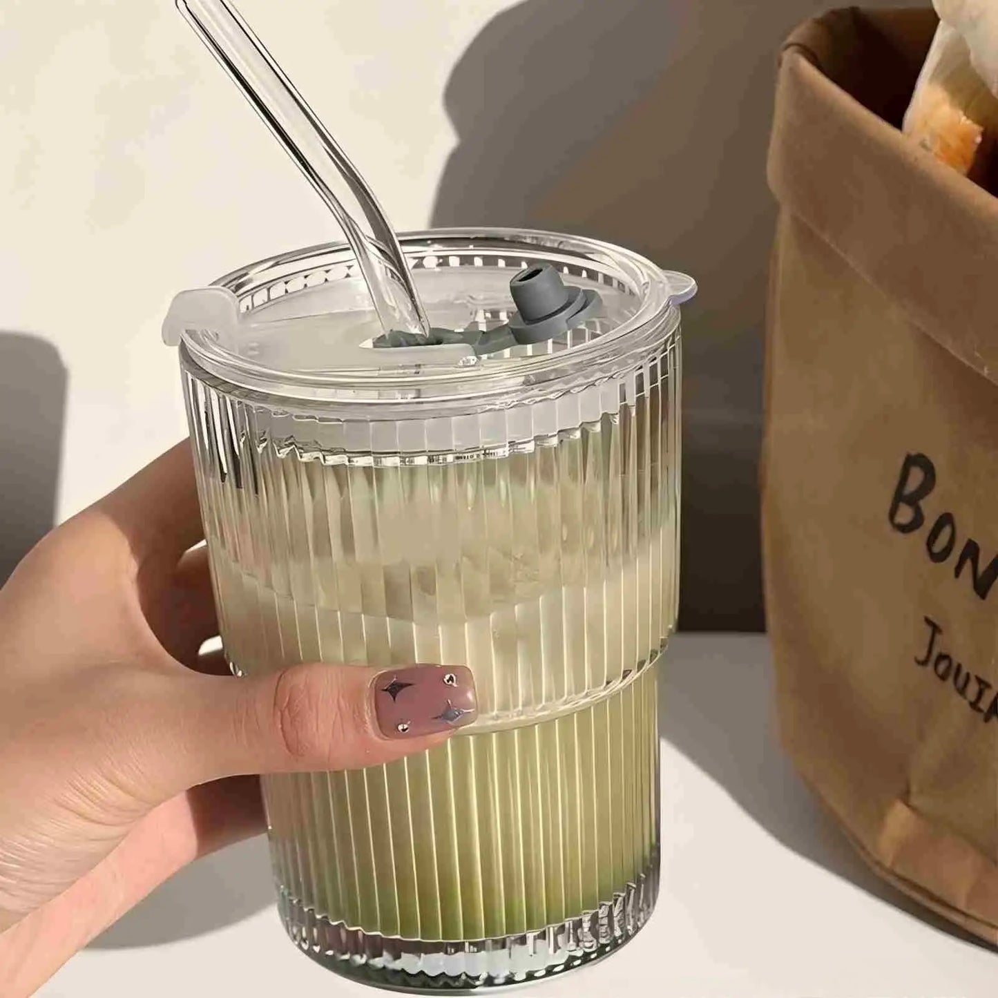 Stripe Glass Coffee Cup