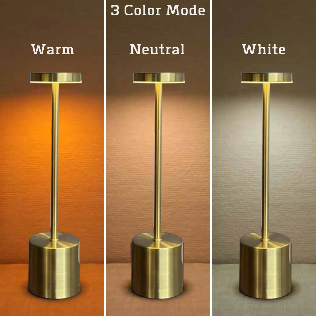 Rechargeable LED Touch Sensor Table Lamp 3 Colors