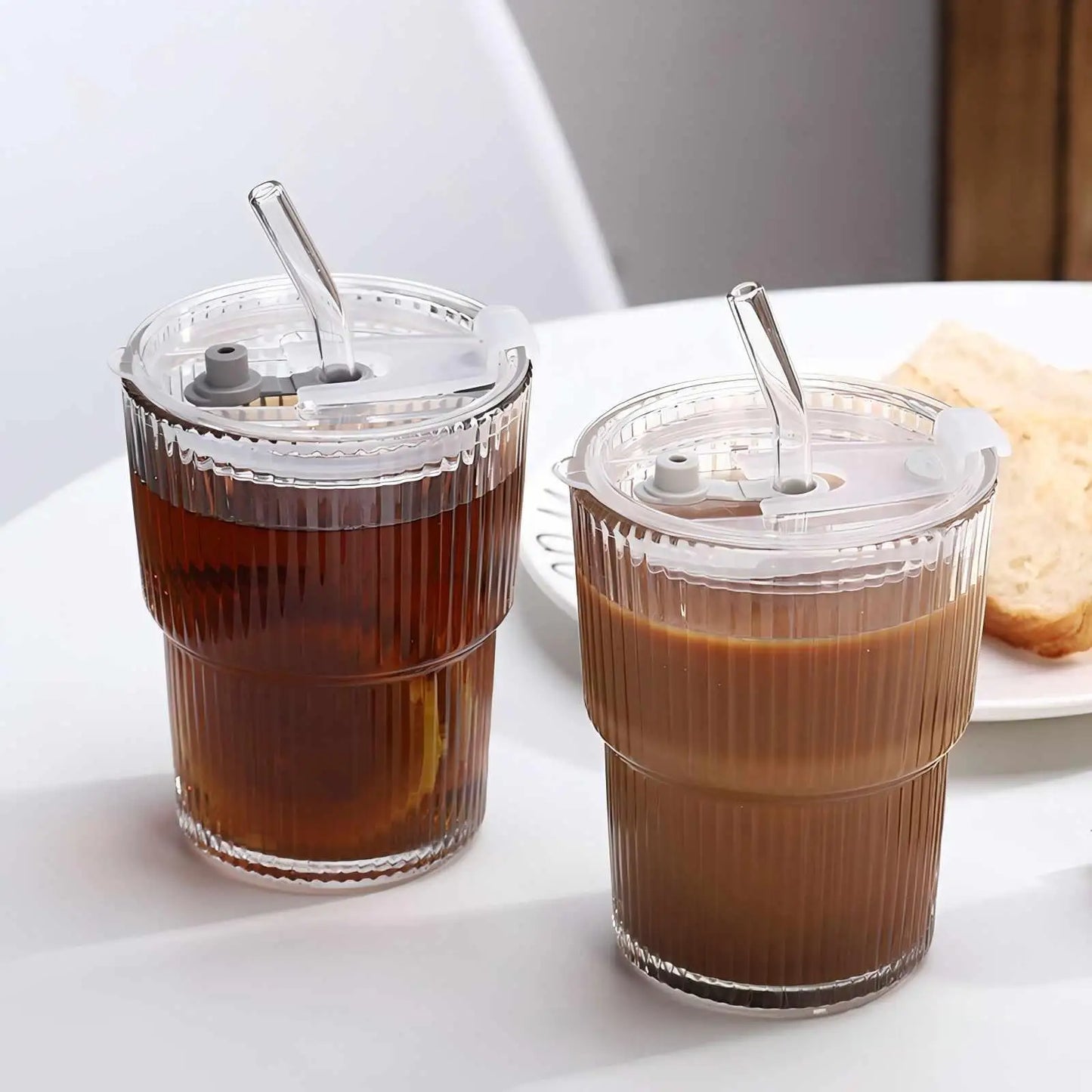 Stripe Glass Coffee Cup