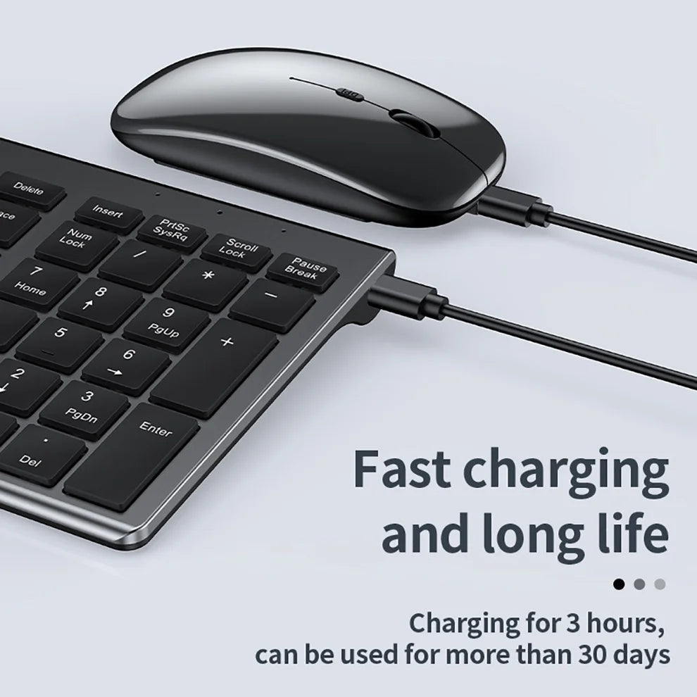 Rechargeable Bluetooth Keyboard and Mouse Set for Laptop Computer 2.4G USB Wireless Keyboard and Mouse Combo