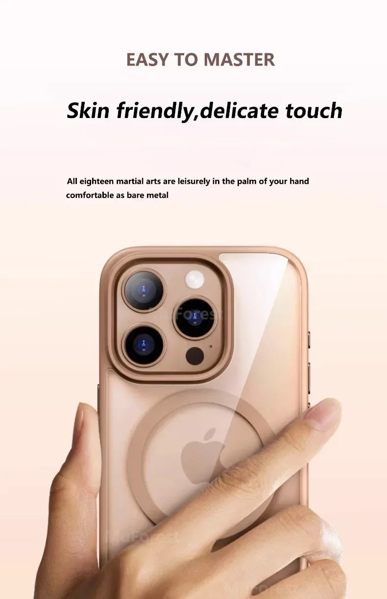 Transparent Magnetic Hard Cover Acrylic Wireless Charge Phone Case For iPhone 16 15 14 13 12 11 Pro Max Plus