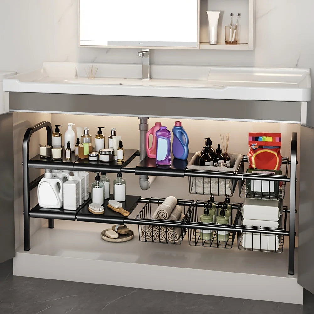 1 Set Multi-Use Kitchen Under Bathroom Sink Organizers