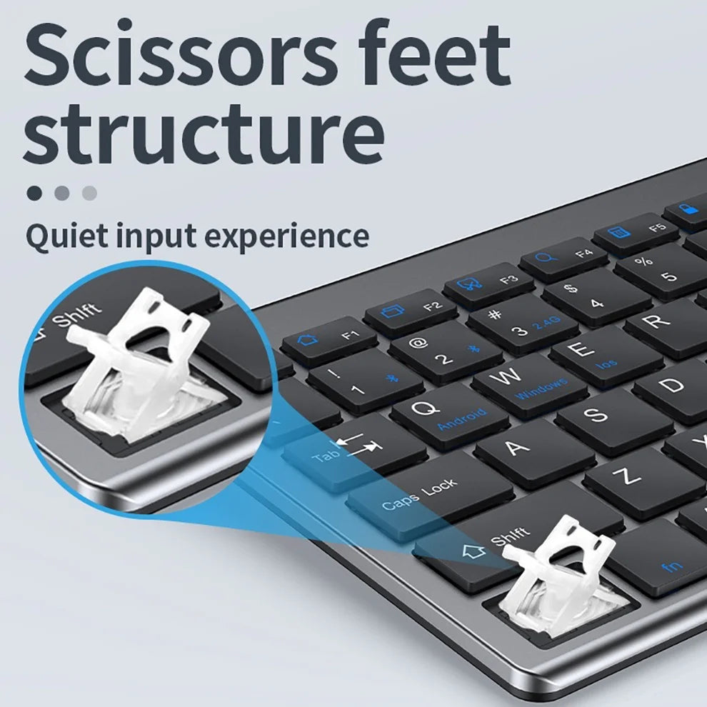 Rechargeable Bluetooth Keyboard and Mouse Set for Laptop Computer 2.4G USB Wireless Keyboard and Mouse Combo