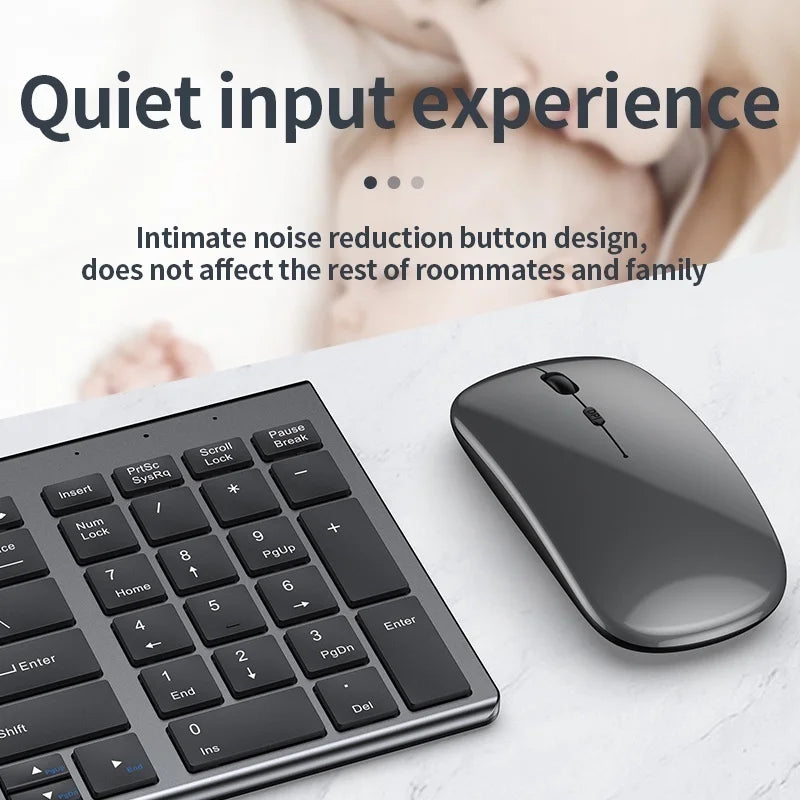 Rechargeable Bluetooth Keyboard and Mouse Set for Laptop Computer 2.4G USB Wireless Keyboard and Mouse Combo