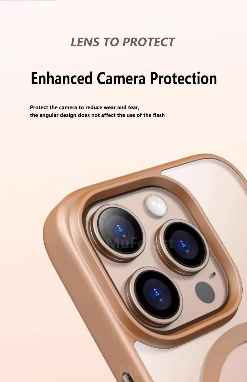 Transparent Magnetic Hard Cover Acrylic Wireless Charge Phone Case For iPhone 16 15 14 13 12 11 Pro Max Plus