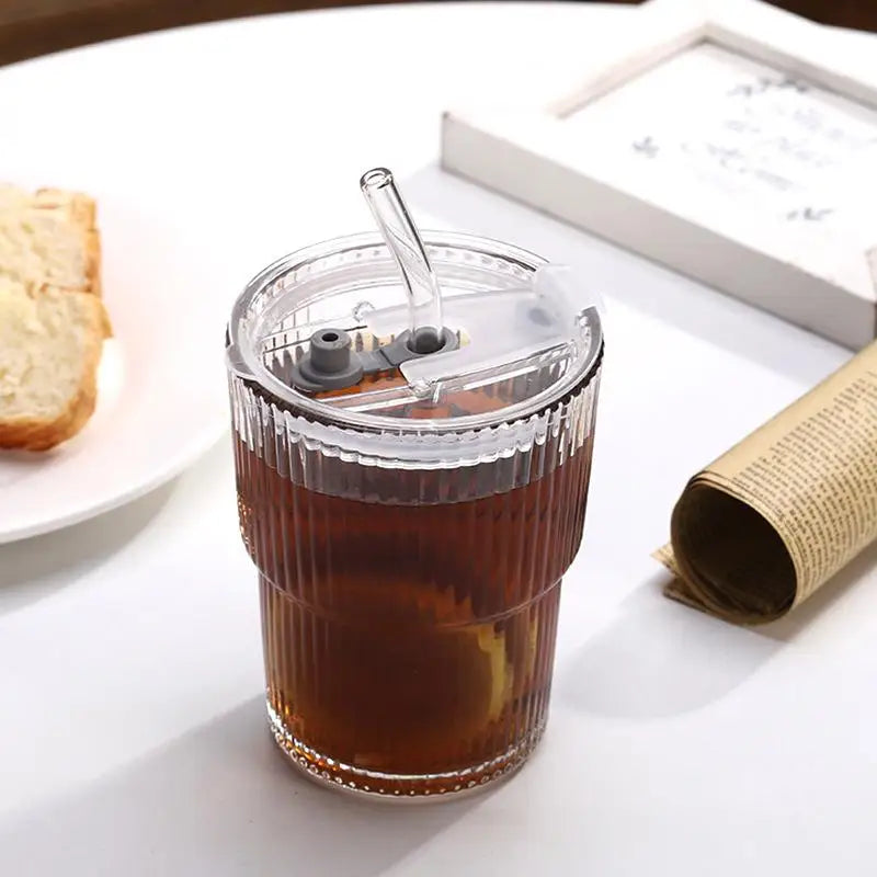 Stripe Glass Coffee Cup