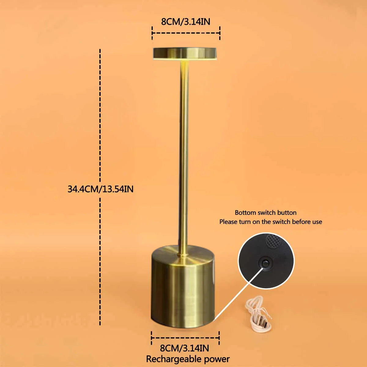 Rechargeable LED Touch Sensor Table Lamp 3 Colors