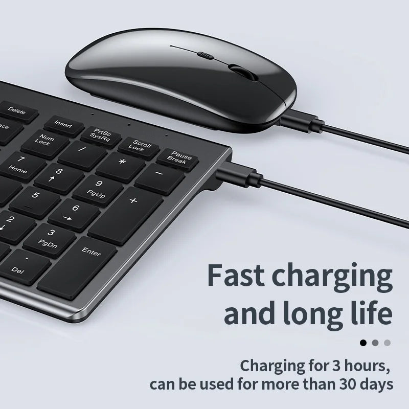 Rechargeable Bluetooth Keyboard and Mouse Set for Laptop Computer 2.4G USB Wireless Keyboard and Mouse Combo