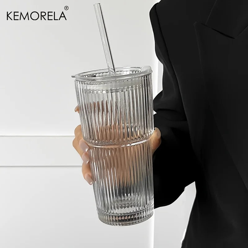 Stripe Glass Coffee Cup