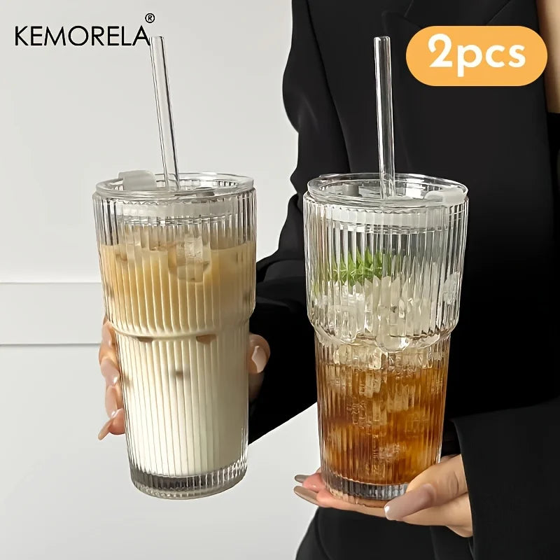Stripe Glass Coffee Cup