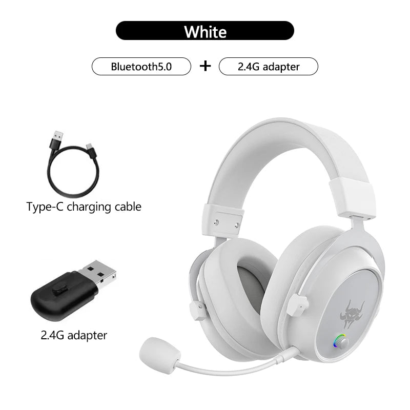 Headphones High-end 2.4G Wireless Overhead Sports Headphones with Bluetooth White Gaming Headset with Microphone Noise Canceling