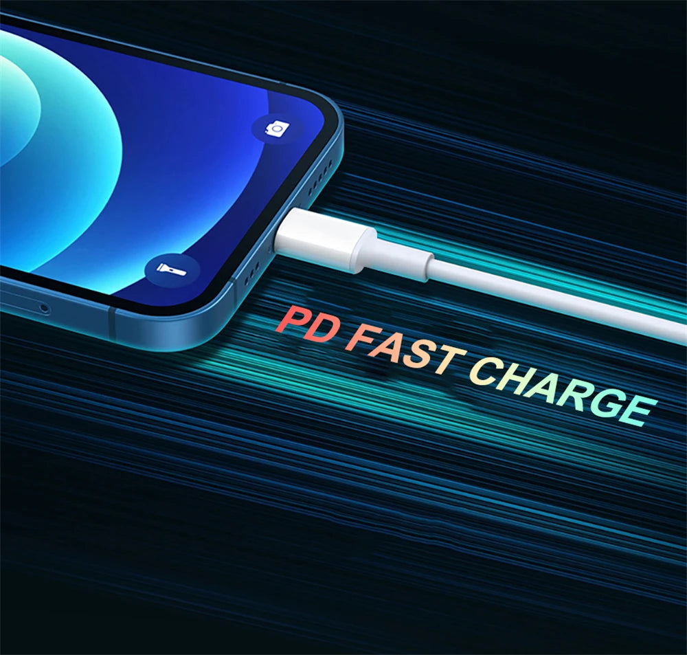 20W PD Fast EU Desktop Charger Wall Charger for IPhone 11 12 13 14 Pro Max Super Rapid Charging USB C PD Cable 1m 1.5m 2m