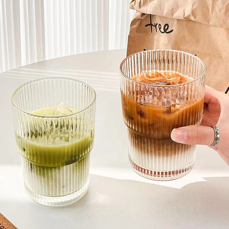 Stripe Glass Coffee Cup