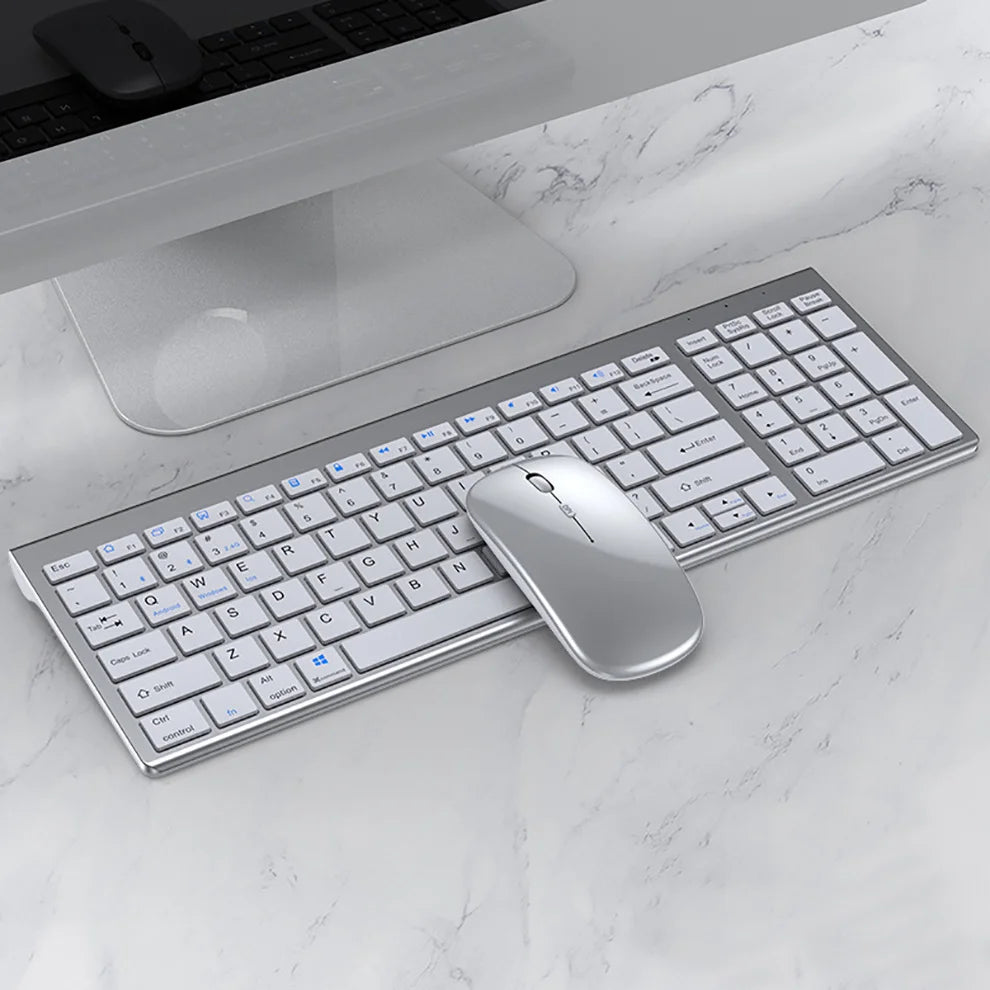 Rechargeable Bluetooth Keyboard and Mouse Set for Laptop Computer 2.4G USB Wireless Keyboard and Mouse Combo
