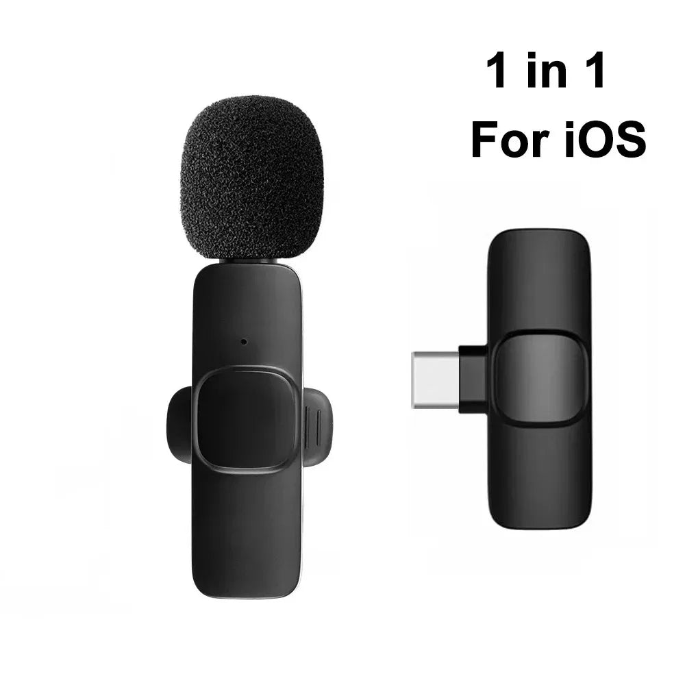 2.4G Wireless Lavalier Microphone Noise Cancelling Audio Video Recording for iPhone/iPad/Android/Xiaomi/Samsung Live Game Mic
