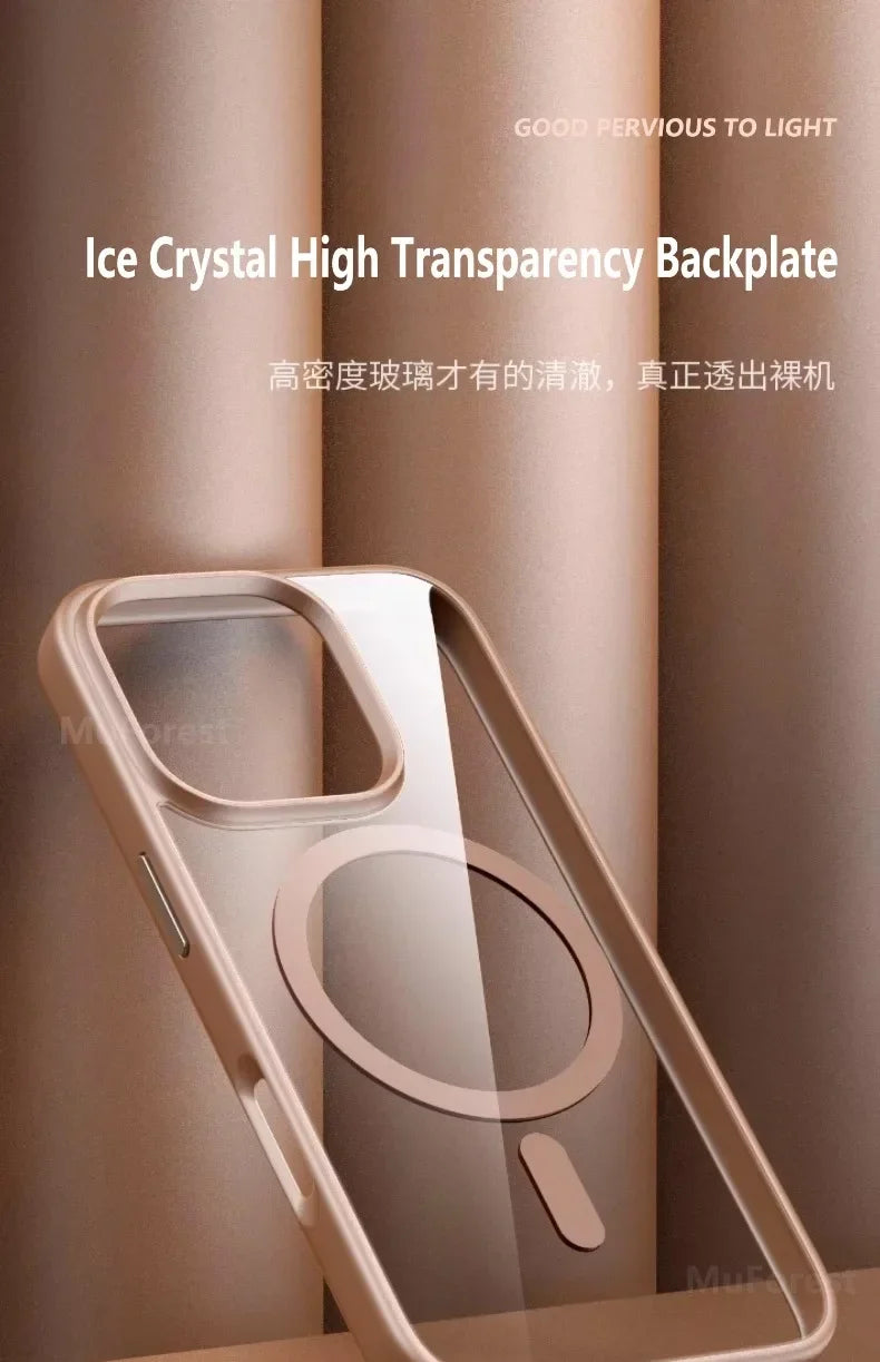 Transparent Magnetic Hard Cover Acrylic Wireless Charge Phone Case For iPhone 16 15 14 13 12 11 Pro Max Plus
