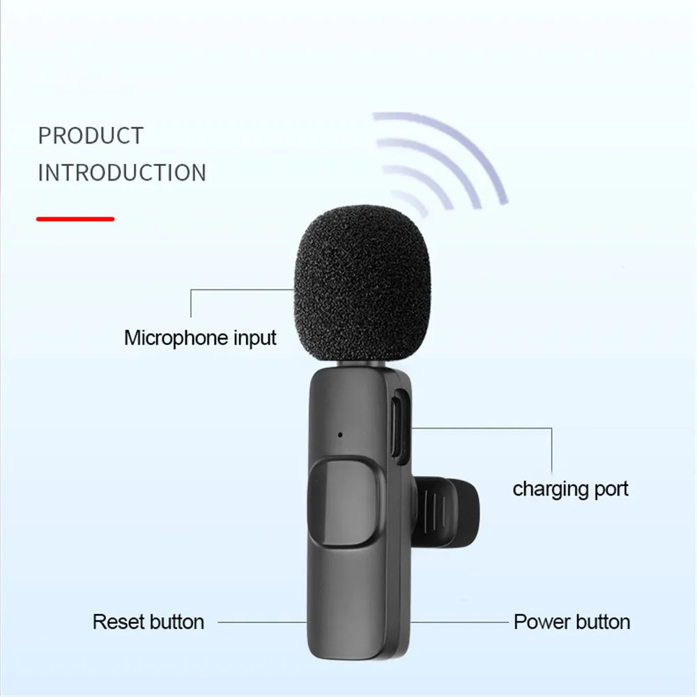 2.4G Wireless Lavalier Microphone Noise Cancelling Audio Video Recording for iPhone/iPad/Android/Xiaomi/Samsung Live Game Mic