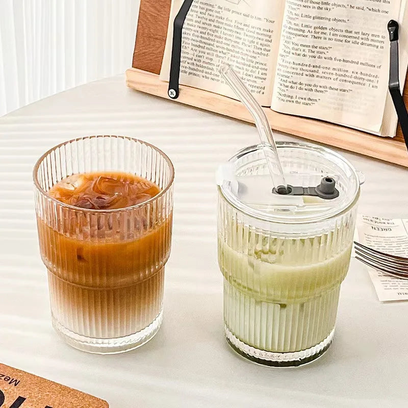 Stripe Glass Coffee Cup