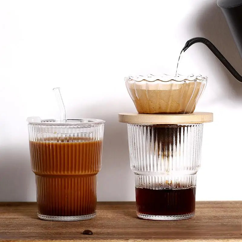 Stripe Glass Coffee Cup