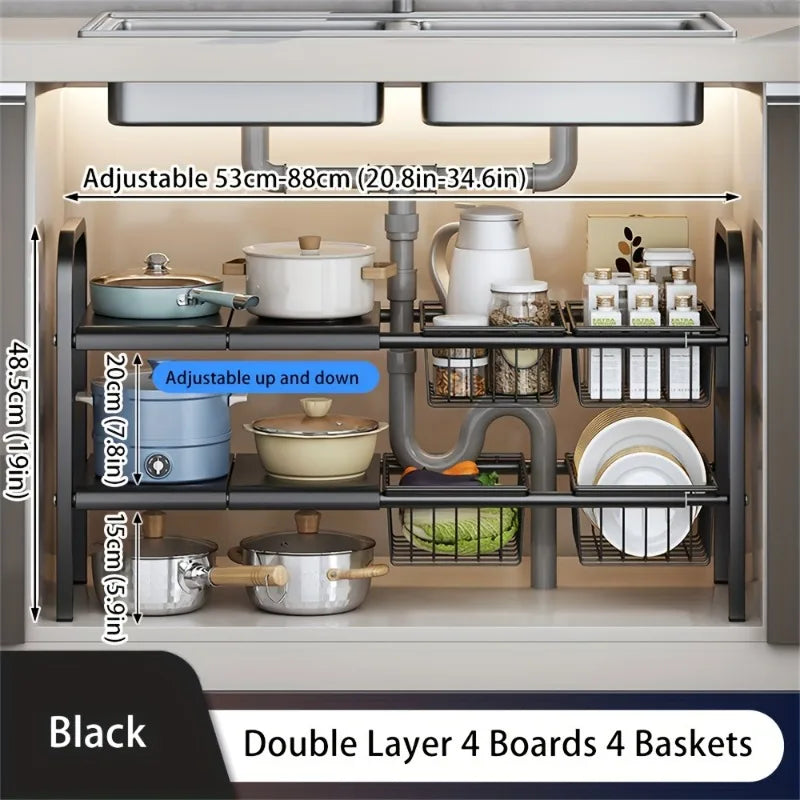 1 Set Multi-Use Kitchen Under Bathroom Sink Organizers