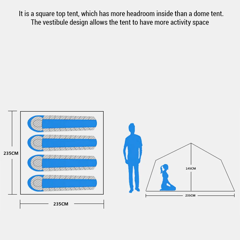 Portable Outdoor Folding Tent Fully Automatic Quick Opening Tent 3-4 Person Self Driving Camping Tent Rain Proof Sun Proof