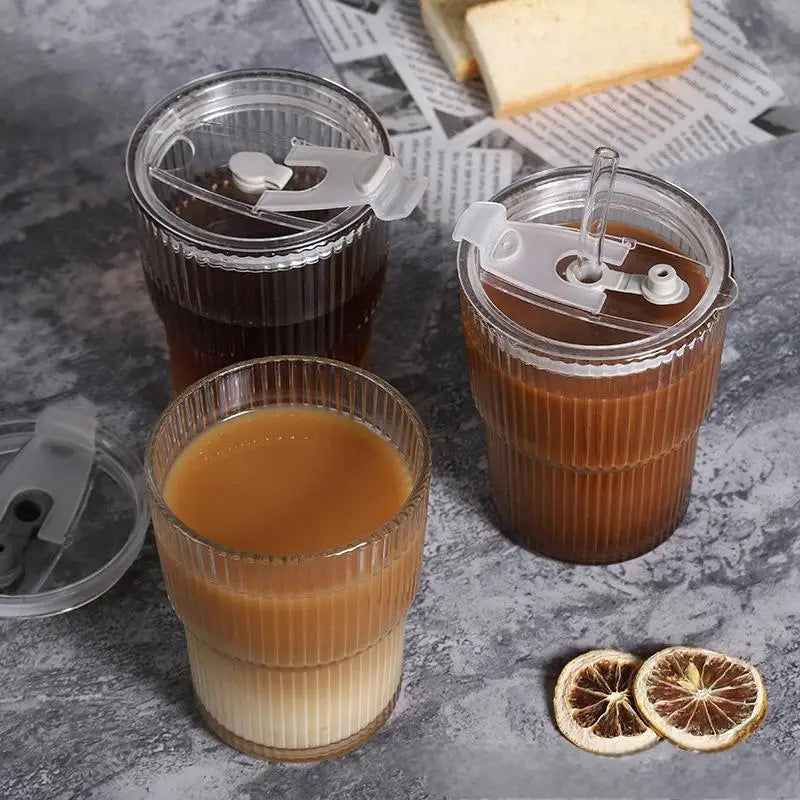 Stripe Glass Coffee Cup