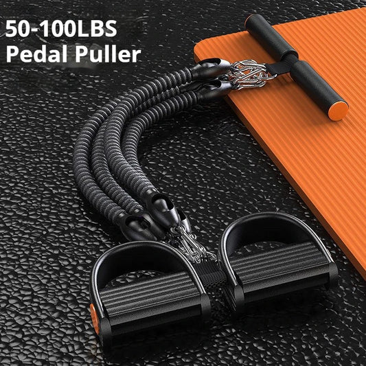 50-100lbs Foot Pedal Resistance Band Elastic Bands Multifunction Pull Rope Gym Tension Rope Set Home Abdominal Muscle Exerciser