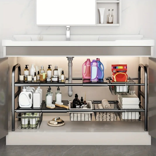 1 Set Multi-Use Kitchen Under Bathroom Sink Organizers