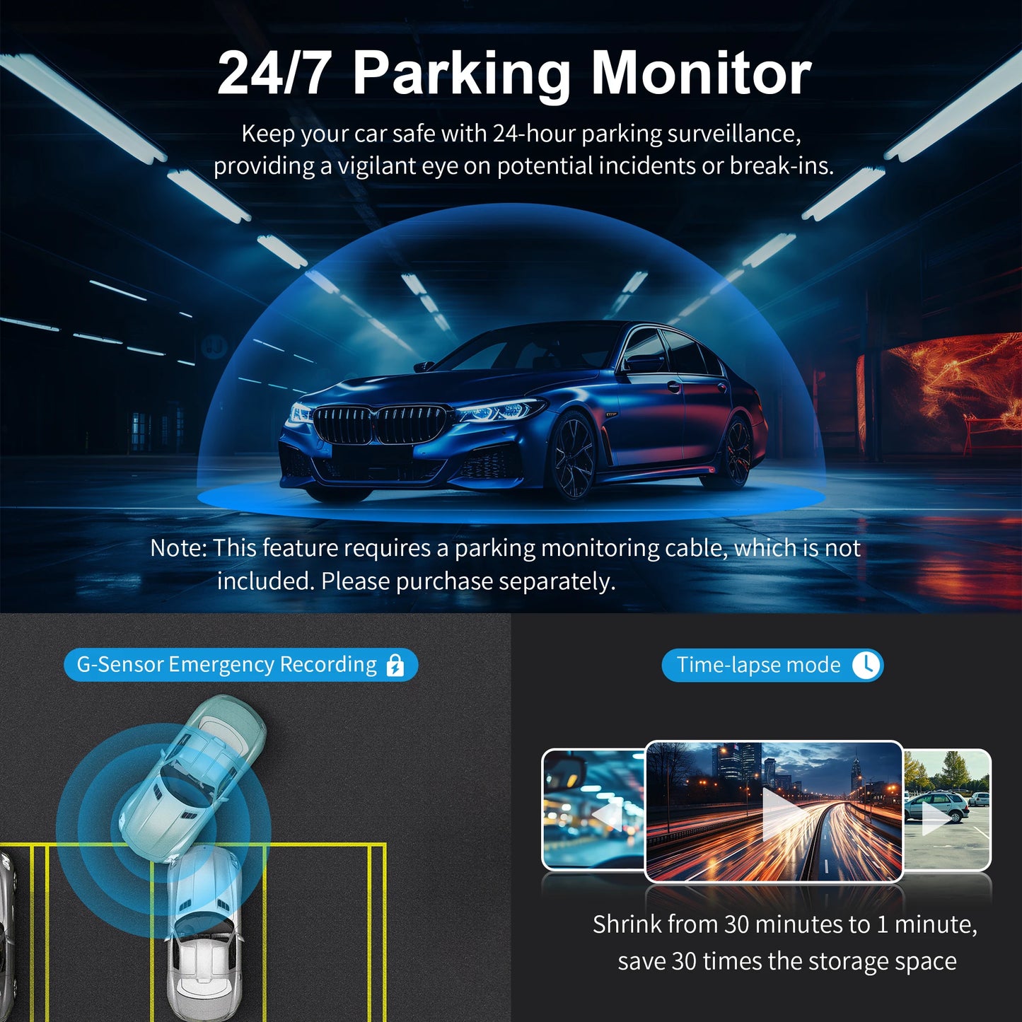 1440P KAWA Car DVR D6 Dash Cam 2K Video Recorder WiFi/App/Voice Control Dash Camera WDR G sensor Night Vision Hidden Dashcam