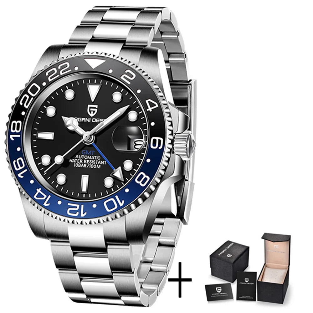 Luxury Watch GMT Men Mechanical Wristwatch Sapphire Glass Stainless Steel 100M Waterproof Automatic Watches