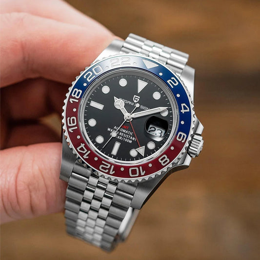 Luxury Watch GMT Men Mechanical Wristwatch Sapphire Glass Stainless Steel 100M Waterproof Automatic Watches