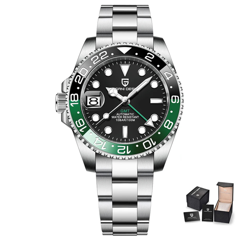 Luxury Watch GMT Men Mechanical Wristwatch Sapphire Glass Stainless Steel 100M Waterproof Automatic Watches
