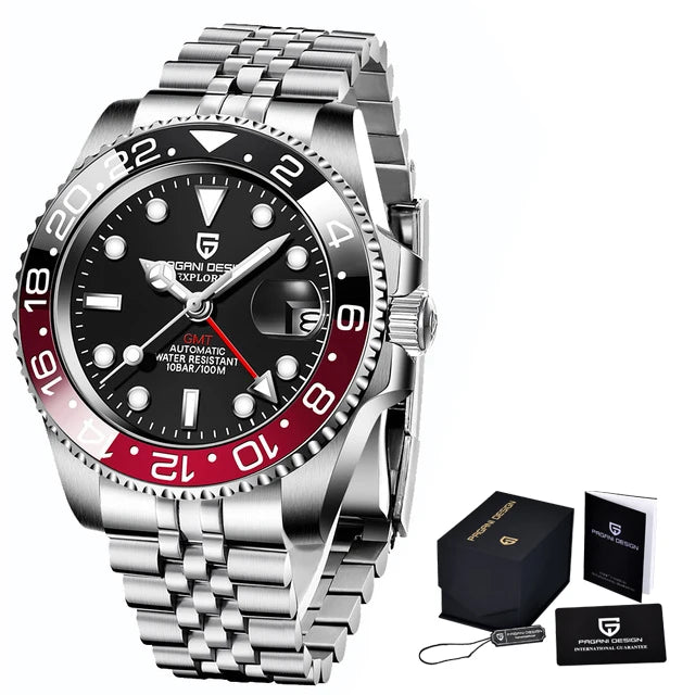 Luxury Watch GMT Men Mechanical Wristwatch Sapphire Glass Stainless Steel 100M Waterproof Automatic Watches