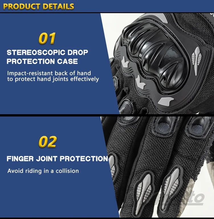 Summer Breathable Full Finger Motorcycle Gloves Non-slip Wear-resistant Motocross Racing Gloves Touch Screen Moto Biker Gloves