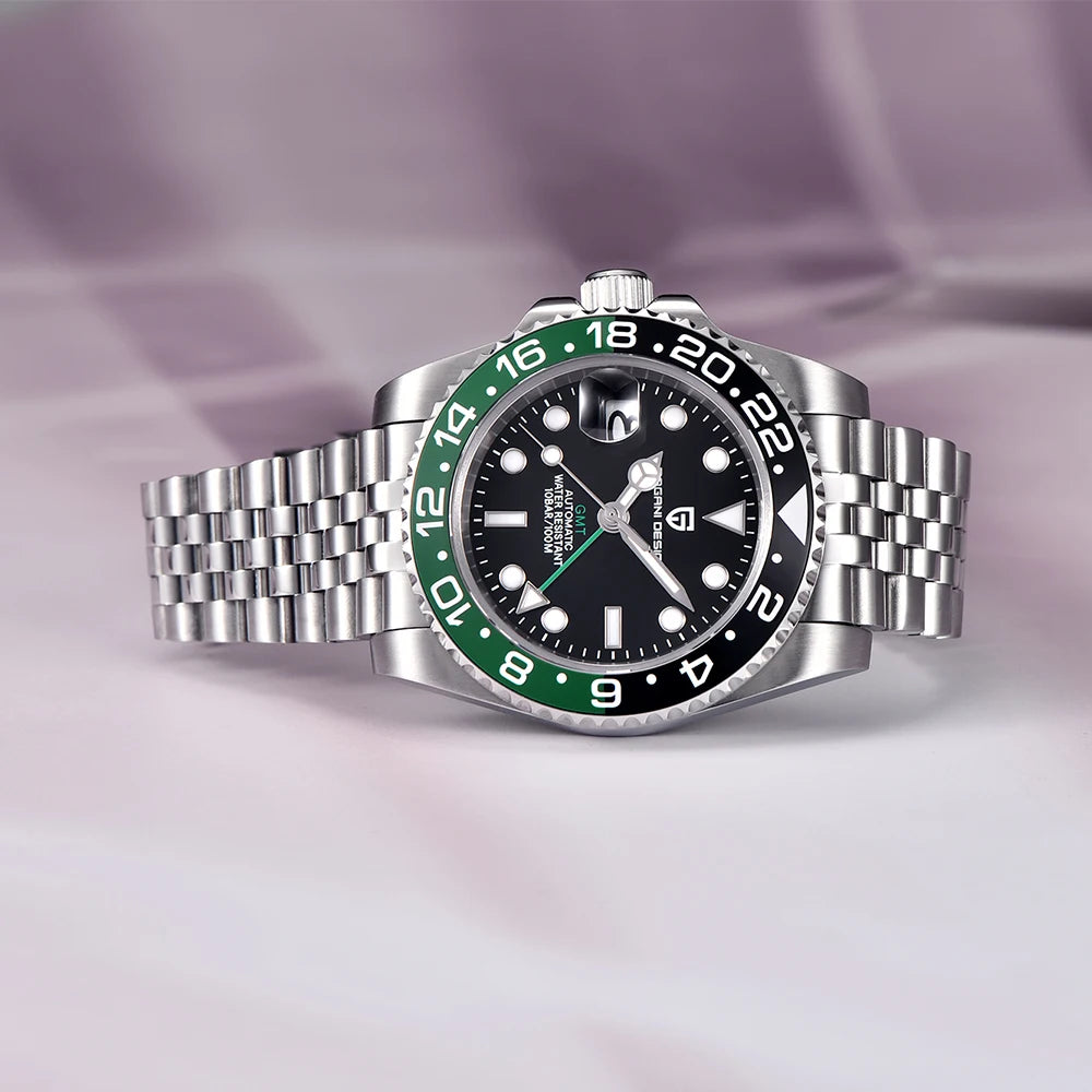 Luxury Watch GMT Men Mechanical Wristwatch Sapphire Glass Stainless Steel 100M Waterproof Automatic Watches