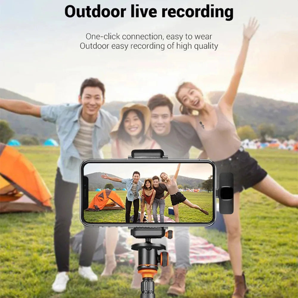 2.4G Wireless Lavalier Microphone Noise Cancelling Audio Video Recording for iPhone/iPad/Android/Xiaomi/Samsung Live Game Mic