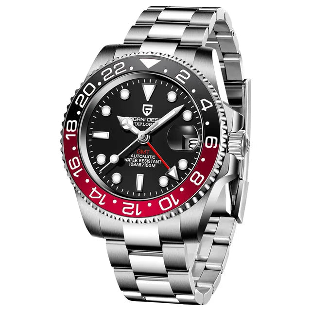 Luxury Watch GMT Men Mechanical Wristwatch Sapphire Glass Stainless Steel 100M Waterproof Automatic Watches