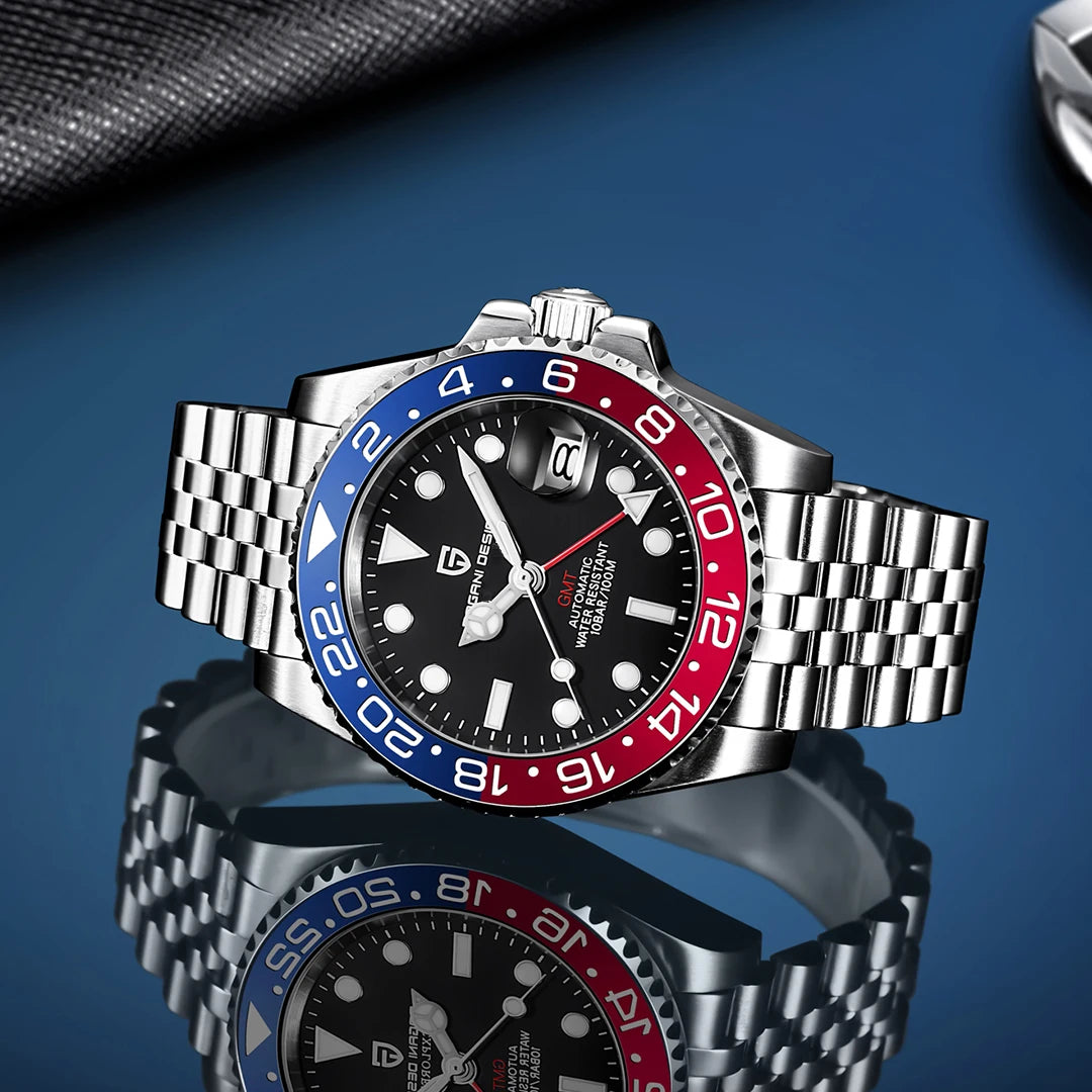 Luxury Watch GMT Men Mechanical Wristwatch Sapphire Glass Stainless Steel 100M Waterproof Automatic Watches