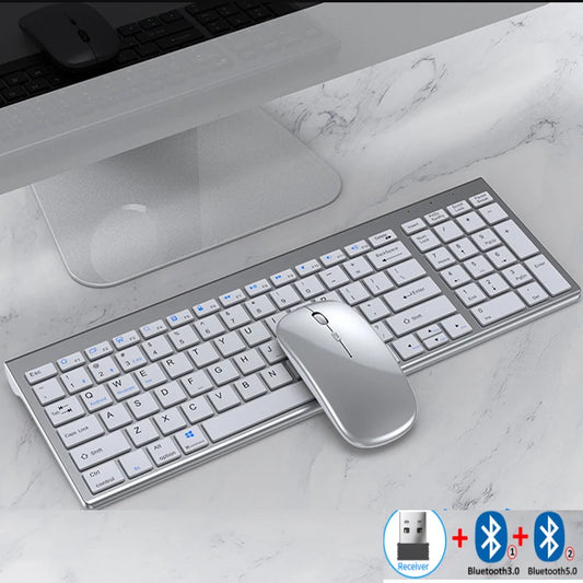 Rechargeable Bluetooth Keyboard and Mouse Set for Laptop Computer 2.4G USB Wireless Keyboard and Mouse Combo
