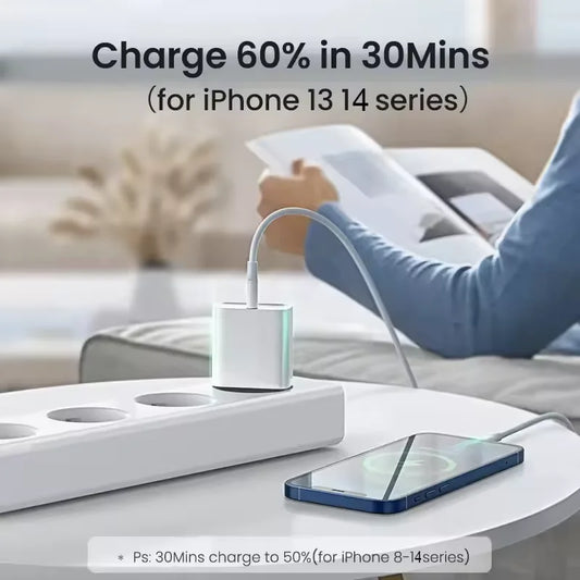 20W PD Fast EU Desktop Charger Wall Charger for IPhone 11 12 13 14 Pro Max Super Rapid Charging USB C PD Cable 1m 1.5m 2m
