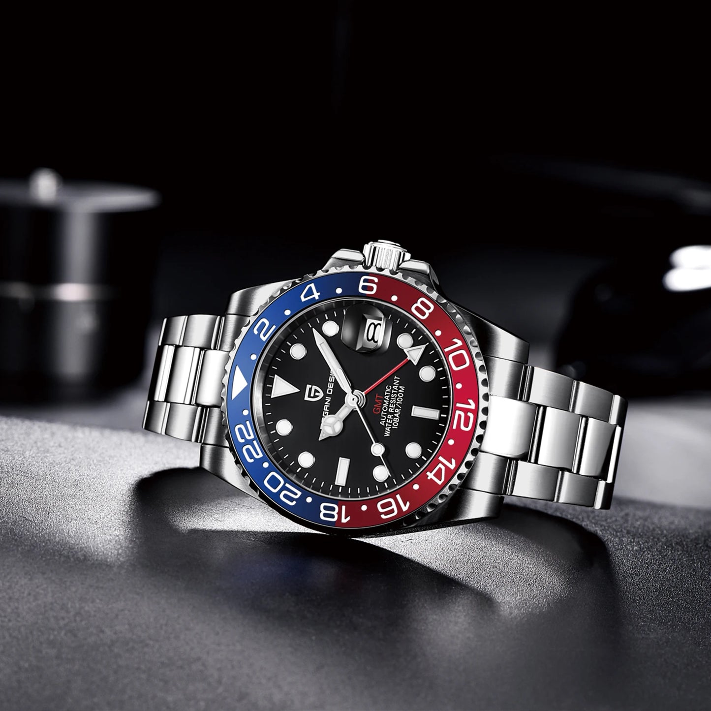 Luxury Watch GMT Men Mechanical Wristwatch Sapphire Glass Stainless Steel 100M Waterproof Automatic Watches