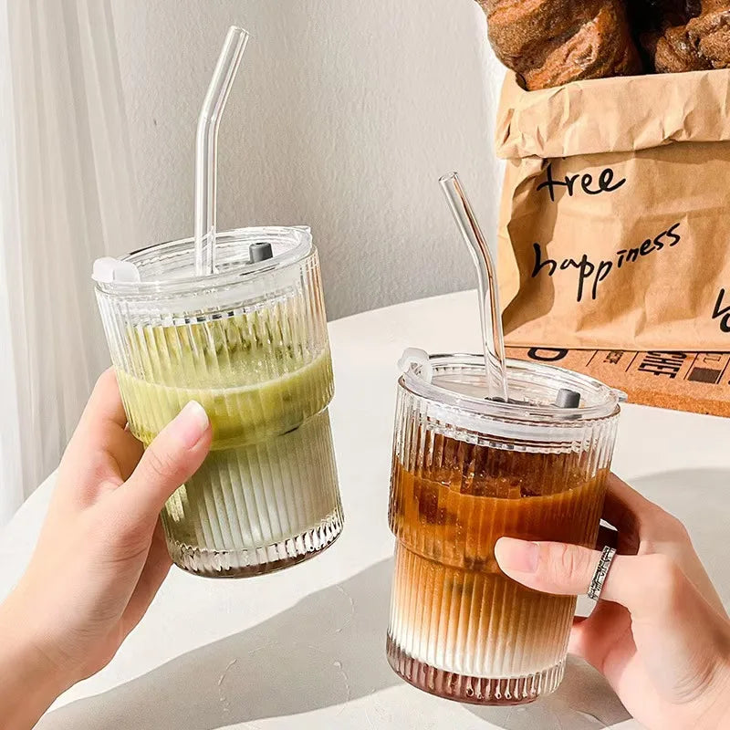 Stripe Glass Coffee Cup
