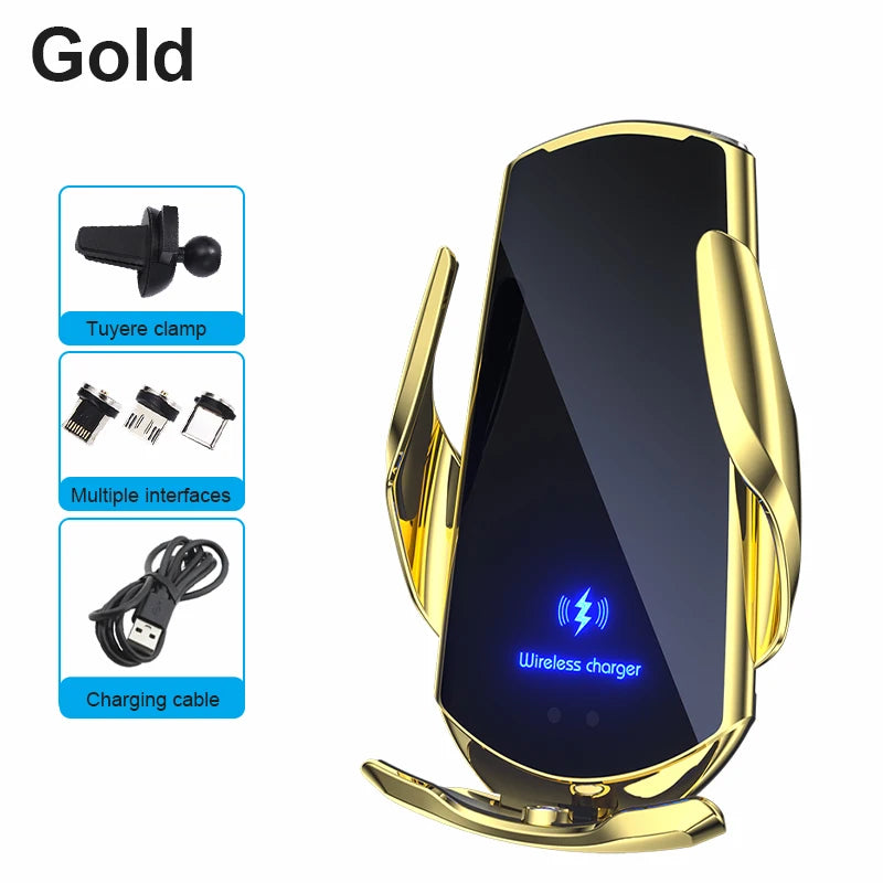 New Upgrade Car Mobile Phone Holder 15w Wireless Charging Portable Car Holder Cellphone Bracket Stand In Car Device