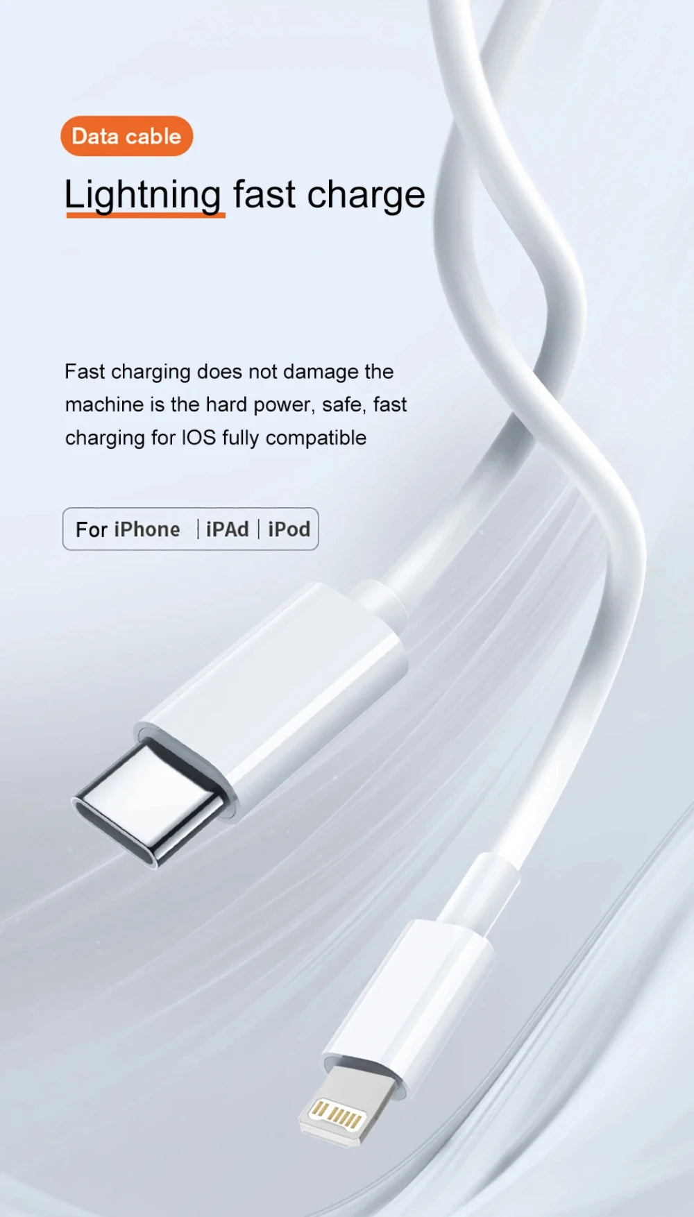 20W PD USB to Lighting USB C to Lighting Fast Charger Cable For Apple iPhone 14 13 12 11 Pro Max X XR Plus iPad Data Sync Line