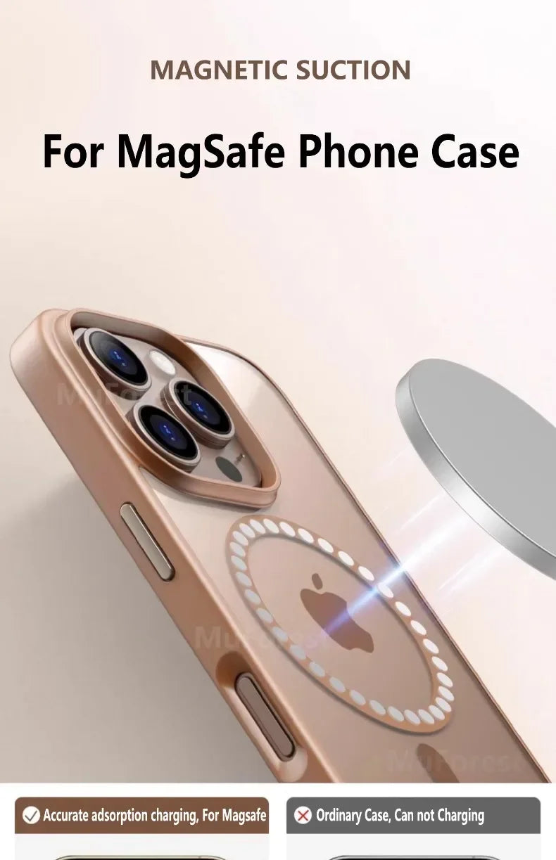Transparent Magnetic Hard Cover Acrylic Wireless Charge Phone Case For iPhone 16 15 14 13 12 11 Pro Max Plus